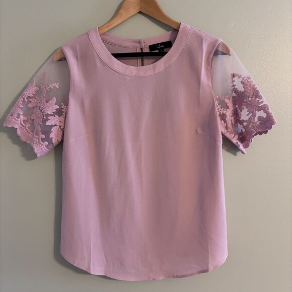 NWT Lulus Lisa Marie Pink Embroidered Top S Lace Crochet Valentines Cottage Boho - Picture 2 of 9